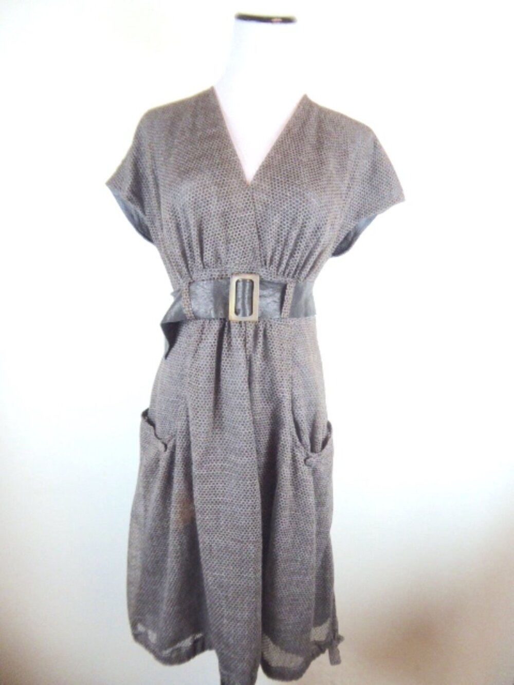 PEOPLE LIKE FRANK ANTHROPOLOGIE belted retro bohemian vintage look midi DRESS L